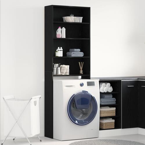 Vaskemaskine Skab Sort Eg 64x24x190 cm Ingeniørtræ