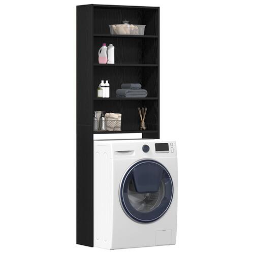 Vaskemaskine Skab Sort Eg 64x24x190 cm Ingeniørtræ
