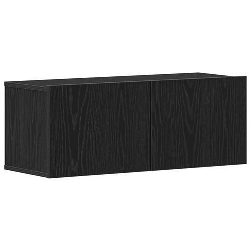 TV Væghængte skabe (Sæt med 2) - Sort eg, 80x30x30 cm, lavet af træ