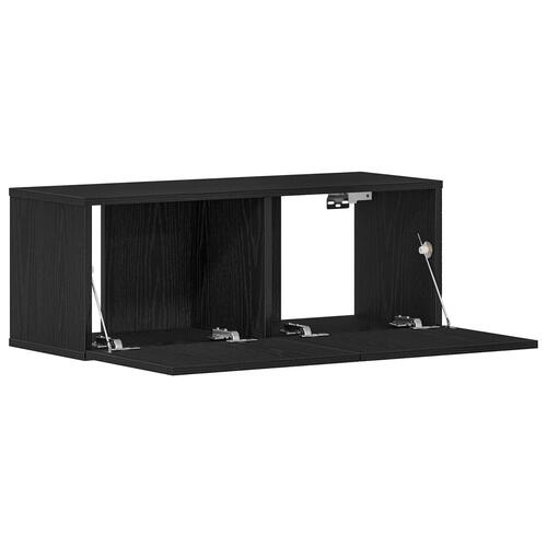 TV Væghængte skabe (Sæt med 2) - Sort eg, 80x30x30 cm, lavet af træ