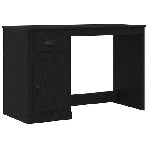 Skrivebord med Opbevaring Sort Egetræ 50x115x75 cm Ingeniørtræ