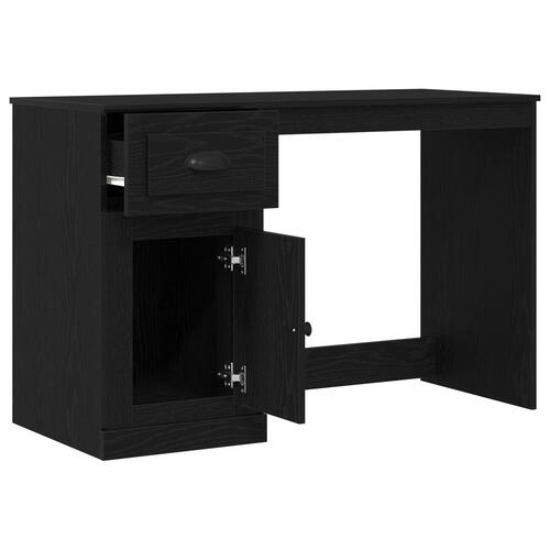 Skrivebord med Opbevaring Sort Egetræ 50x115x75 cm Ingeniørtræ
