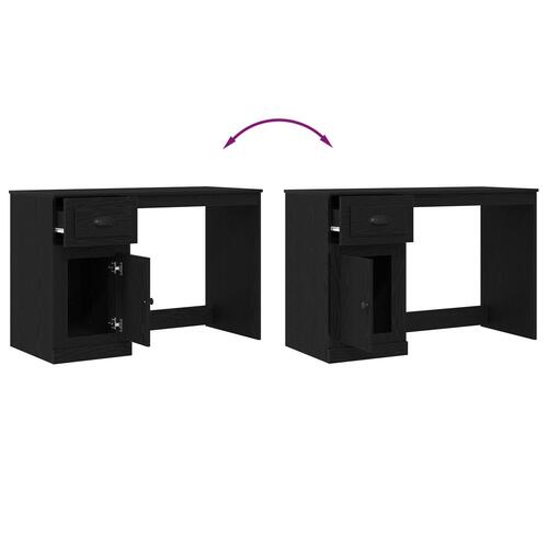 Skrivebord med Opbevaring Sort Egetræ 50x115x75 cm Ingeniørtræ