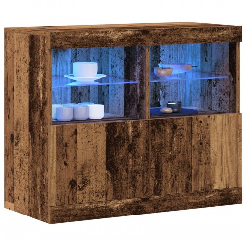 Skab med LED Lys Gammelt Træ 81x37x67 cm