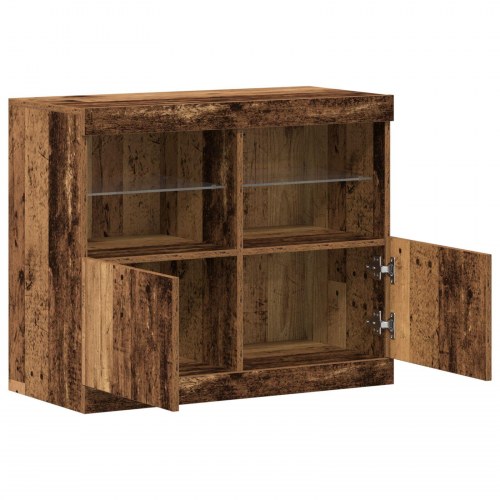Skab med LED Lys Gammelt Træ 81x37x67 cm