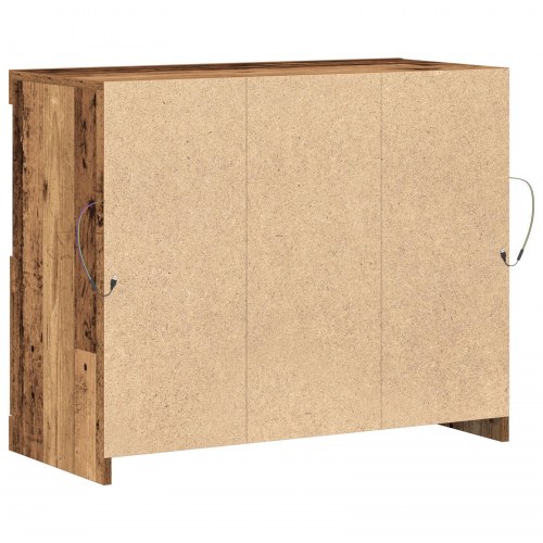 Skab med LED Lys Gammelt Træ 81x37x67 cm