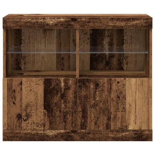 Skab med LED Lys Gammelt Træ 81x37x67 cm