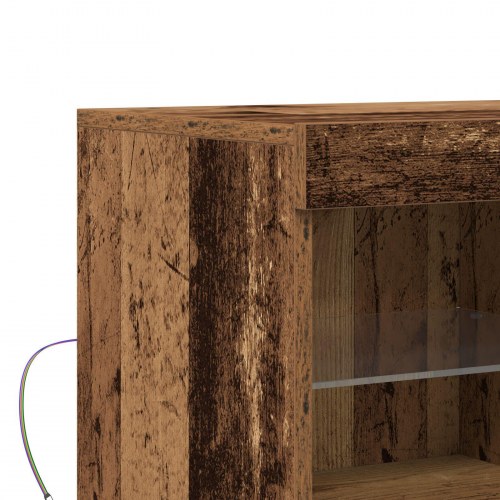 Skab med LED Lys Gammelt Træ 81x37x67 cm
