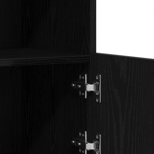 Sideboard med LED lys Sort Eg 81x37x67 cm