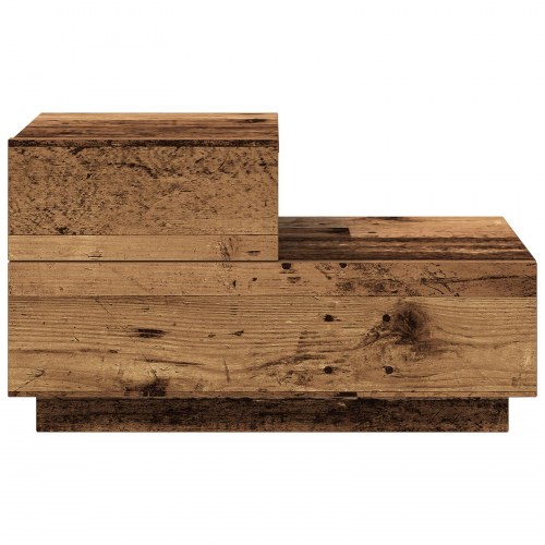 Sengebord med LED-lys Gammelt Træ 100x36x49 cm
