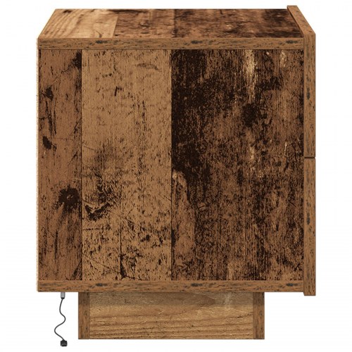 Sengebord med LED-lys Gammelt Træ 100x36x49 cm