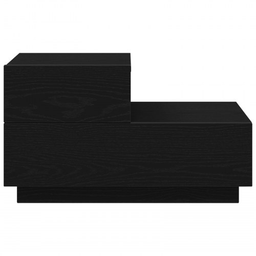 Sengebord med LED Lys Sort Egetræ 70x36x40.5 cm