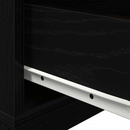 Sengebord med LED Lys Sort Egetræ 70x36x40.5 cm