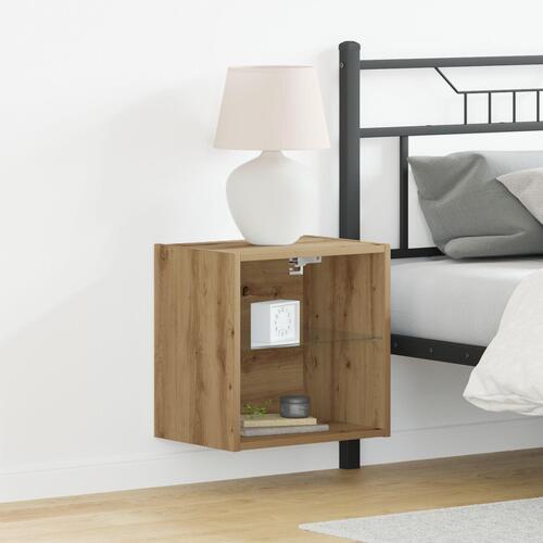 Svævehylde 2 stk Artisan egetræ 40x28,5x40 cm konstrueret træ