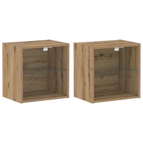 Svævehylde 2 stk Artisan egetræ 40x28,5x40 cm konstrueret træ