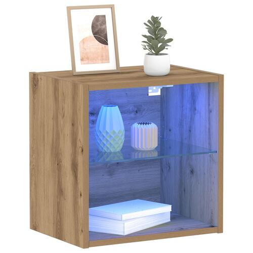 Svævehylde 2 stk Artisan egetræ 40x28,5x40 cm konstrueret træ