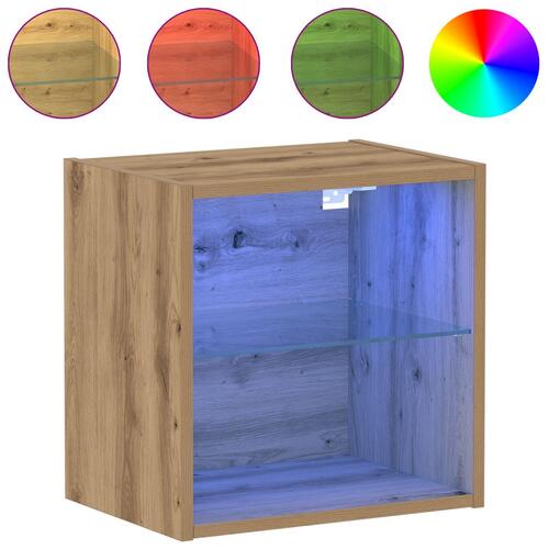 Svævehylde 2 stk Artisan egetræ 40x28,5x40 cm konstrueret træ