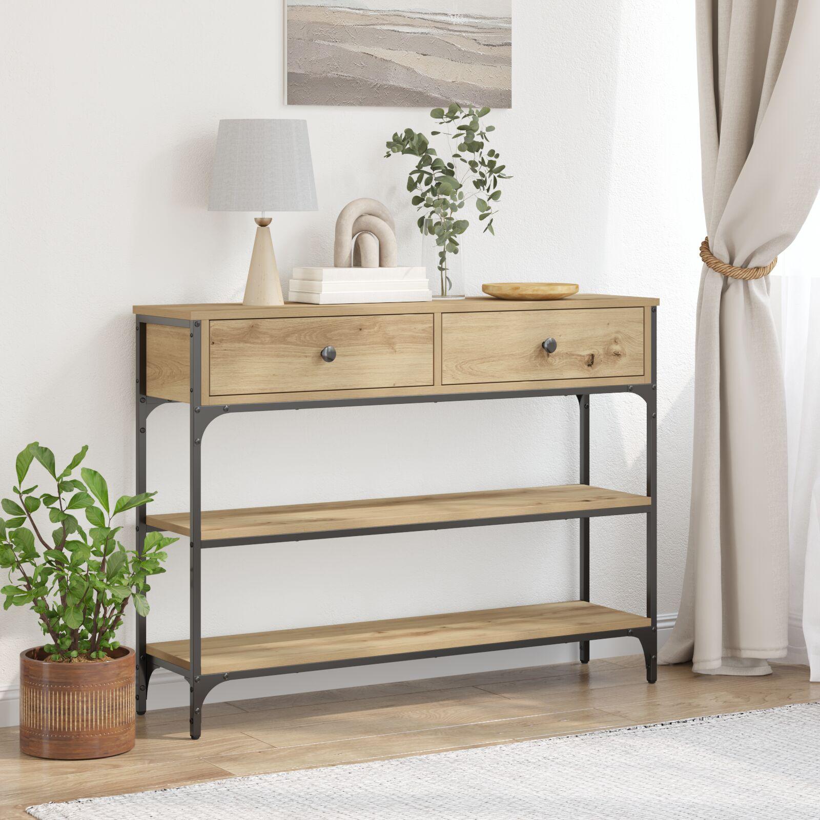 Konsolbord artisan eg 100 x 25 x 75 cm Laminat træ og metal
