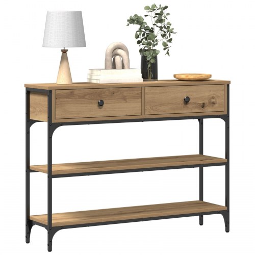 Konsolbord Artisan Egetræ 100x25x75 cm Konstrukteret Træ & Stål