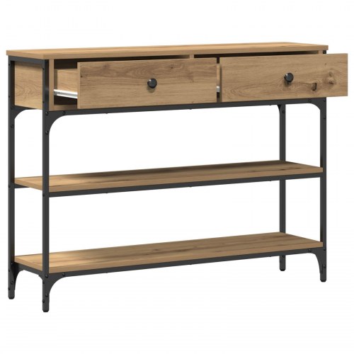 Konsolbord Artisan Egetræ 100x25x75 cm Konstrukteret Træ & Stål