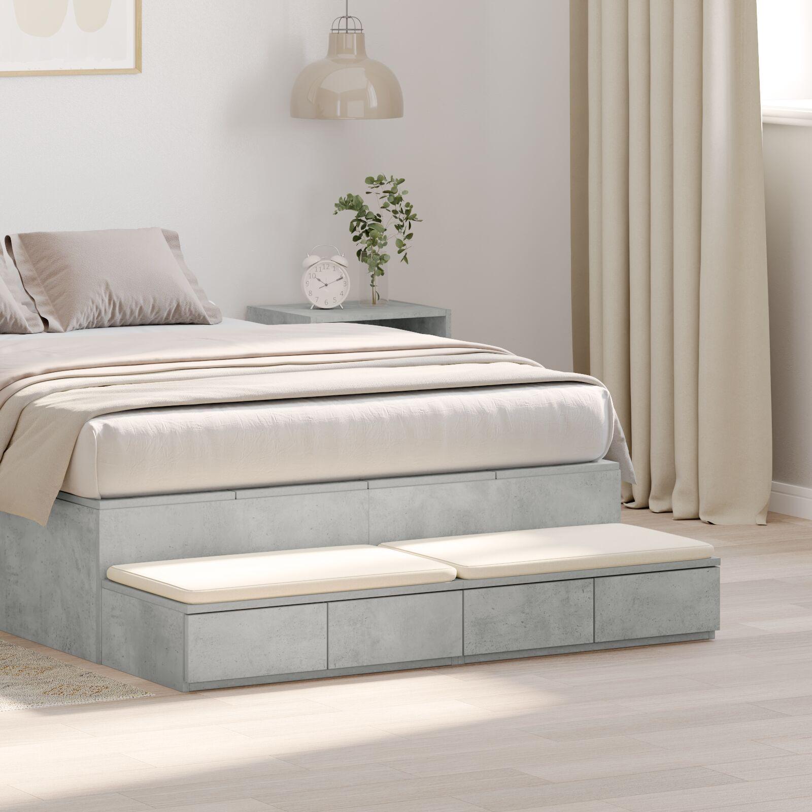 Sengeskuffer Betongrå 120 x 36.5 x 16.5 cm Konstrueret træ
