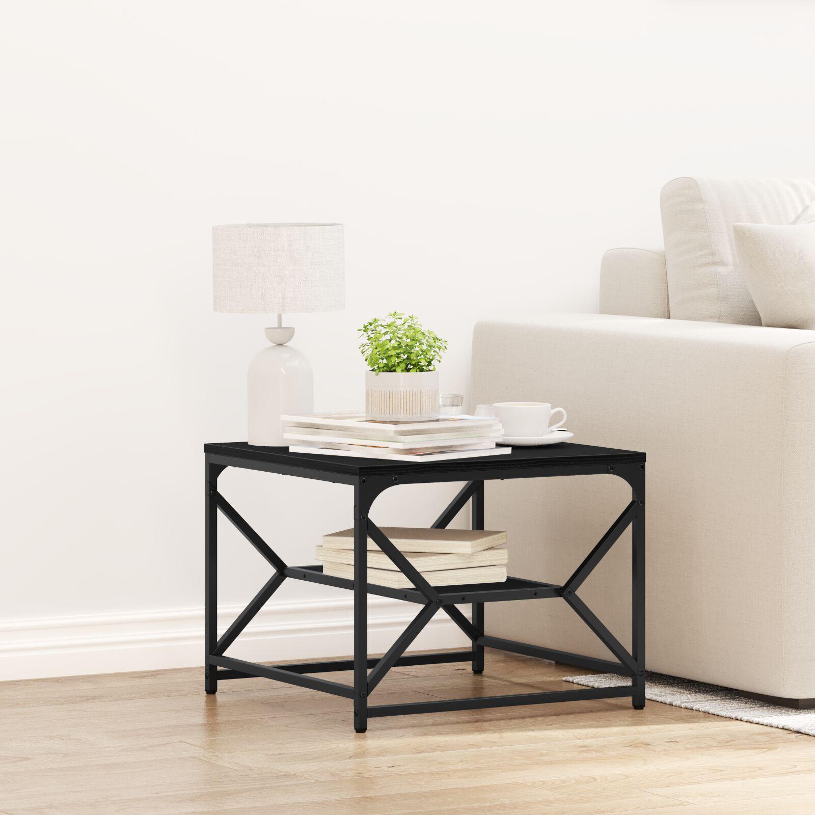 Sofabord Sort eg 51 x 50 x 40 cm Ingeniørtræ og stål