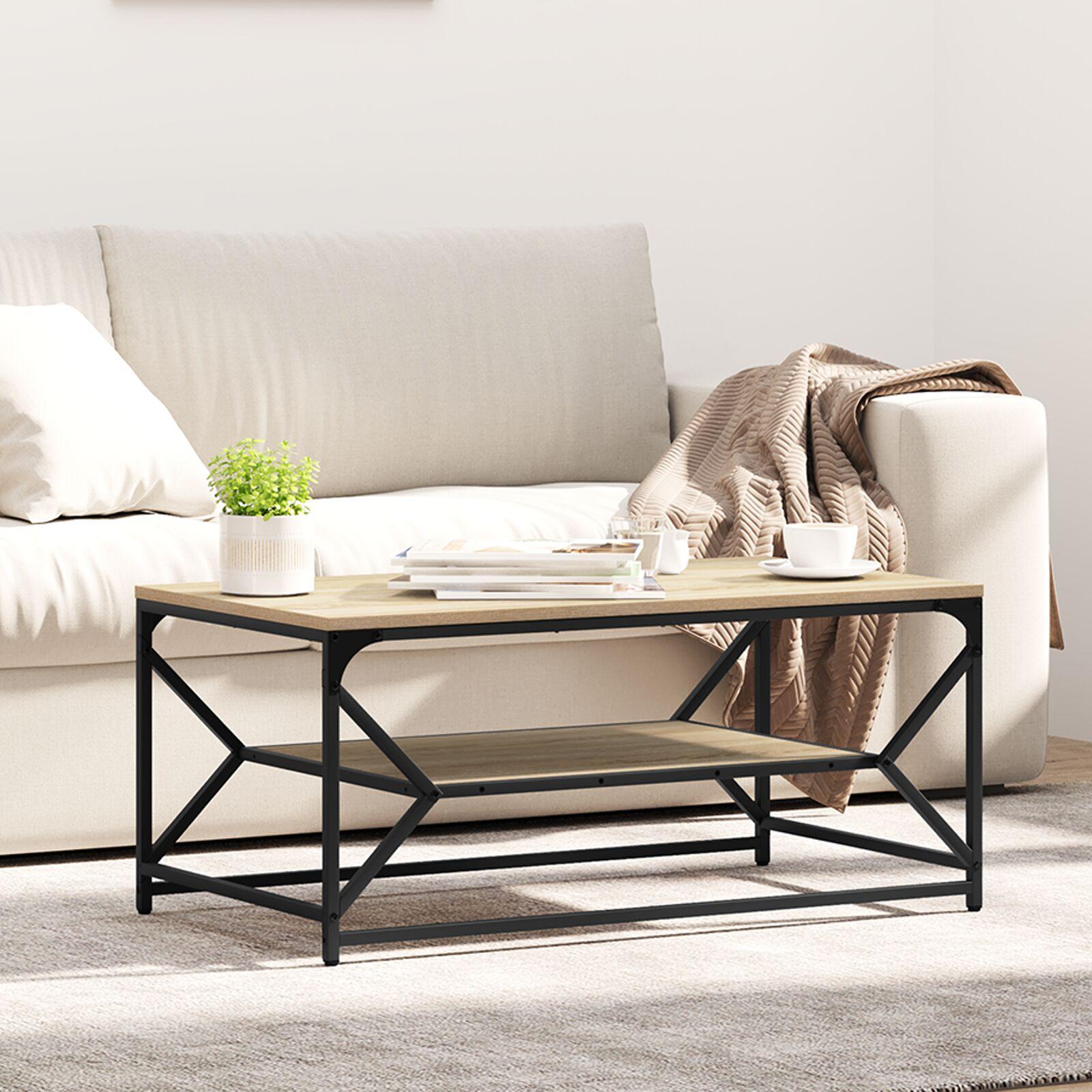 Sofabord Sonoma-eg 90 x 50 x 40 cm Ingeniørtræ og stål