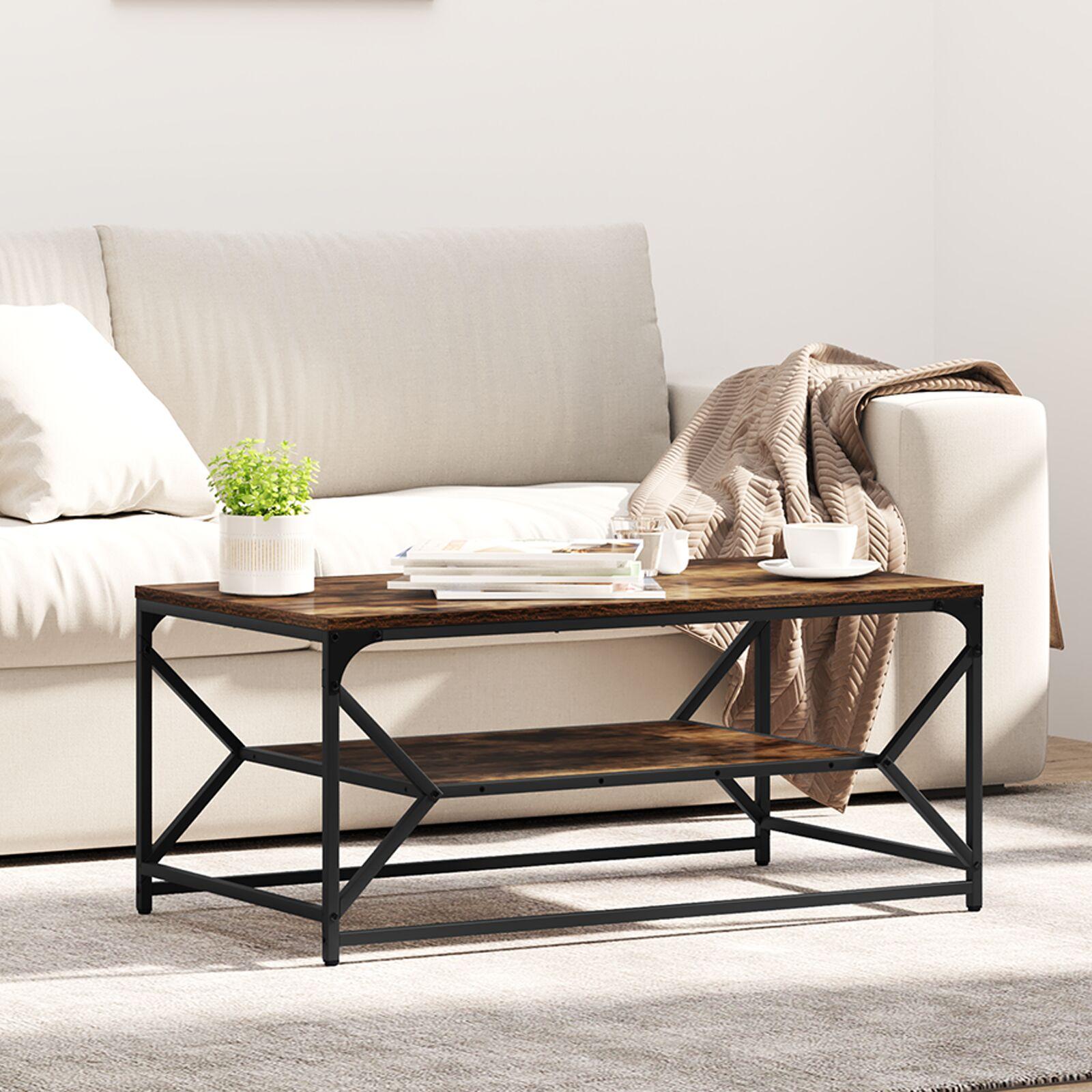Sofabord Røget eg 90 x 50 x 40 cm Ingeniørtræ og stål