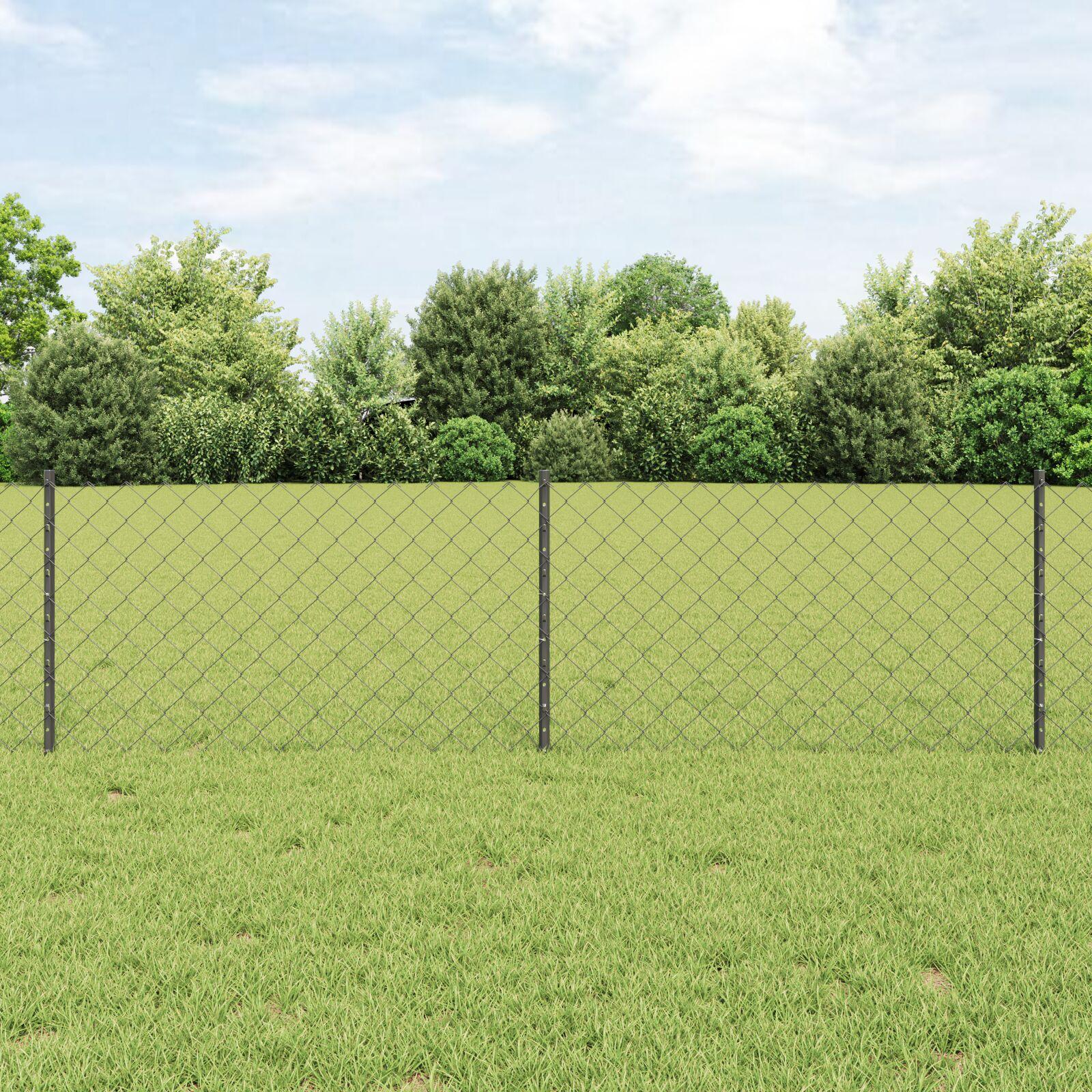 Kæde-link hegn 25 × 0,6 m - PVC-belagt stål, grå mesh