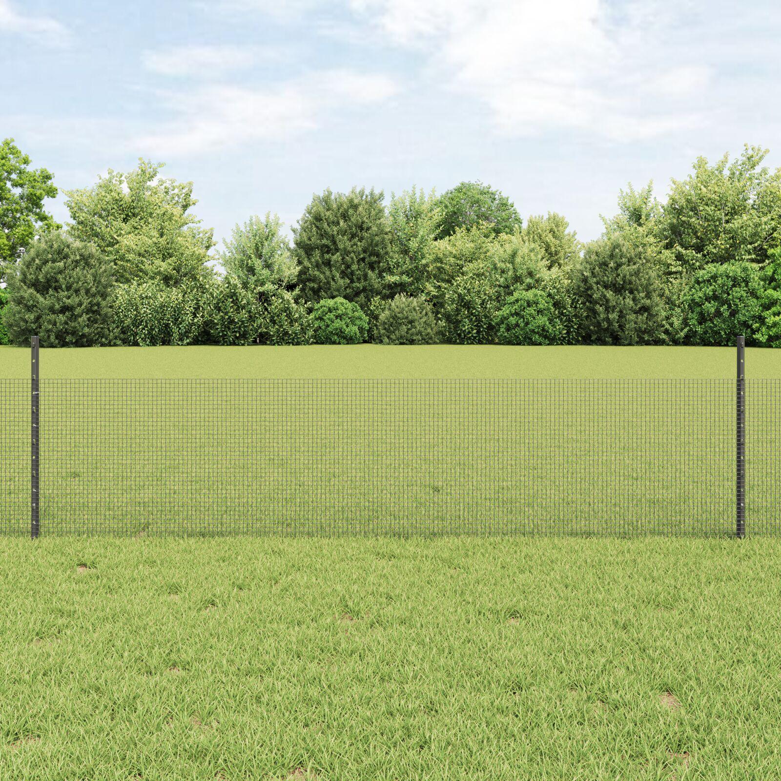 Svejsestålhegn med stolper 100 × 0,5 m - PVC-belagt stål, grå mesh