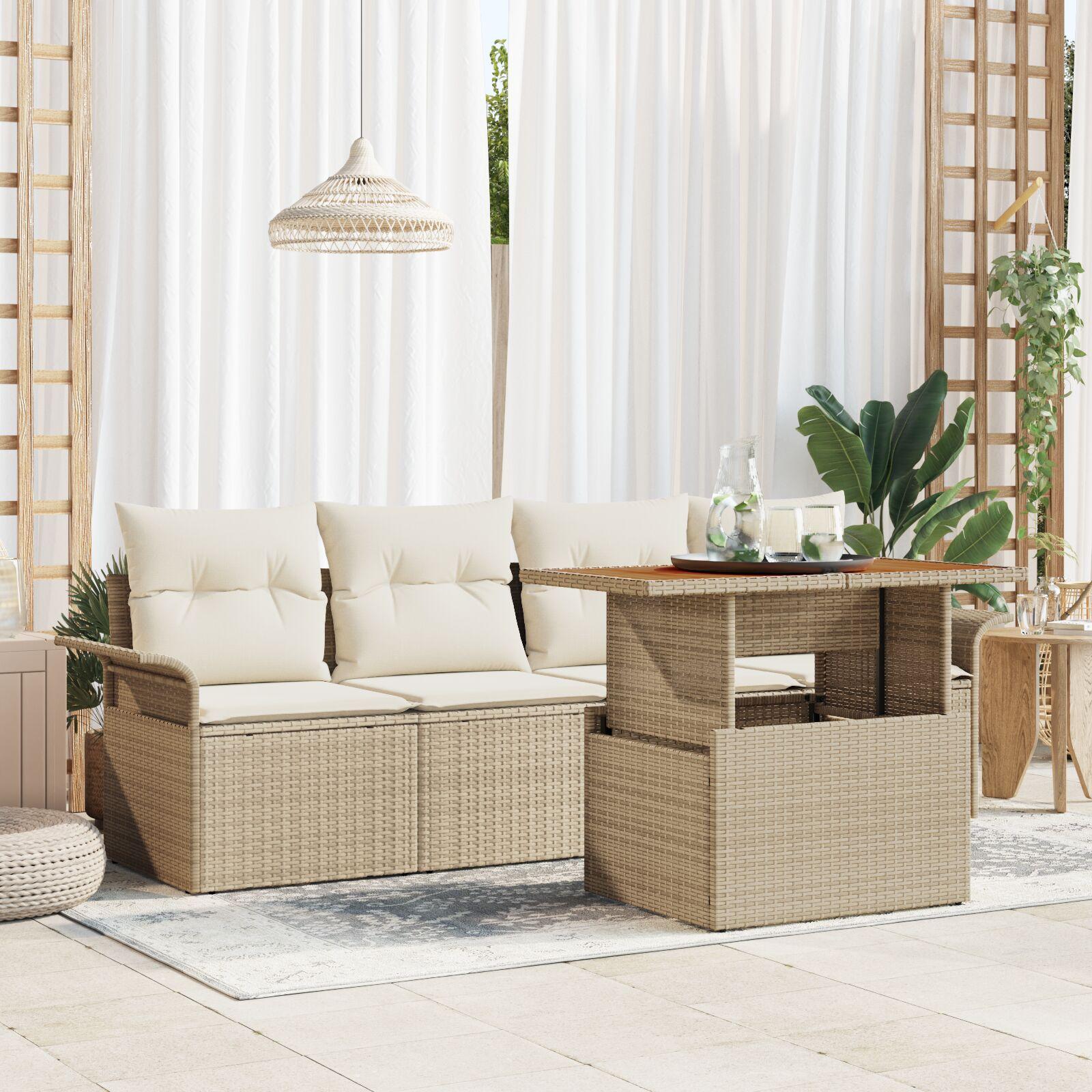 Havesofa Sæt 5 stk beige og cremefarvet 100 x 55 x 73 cm
