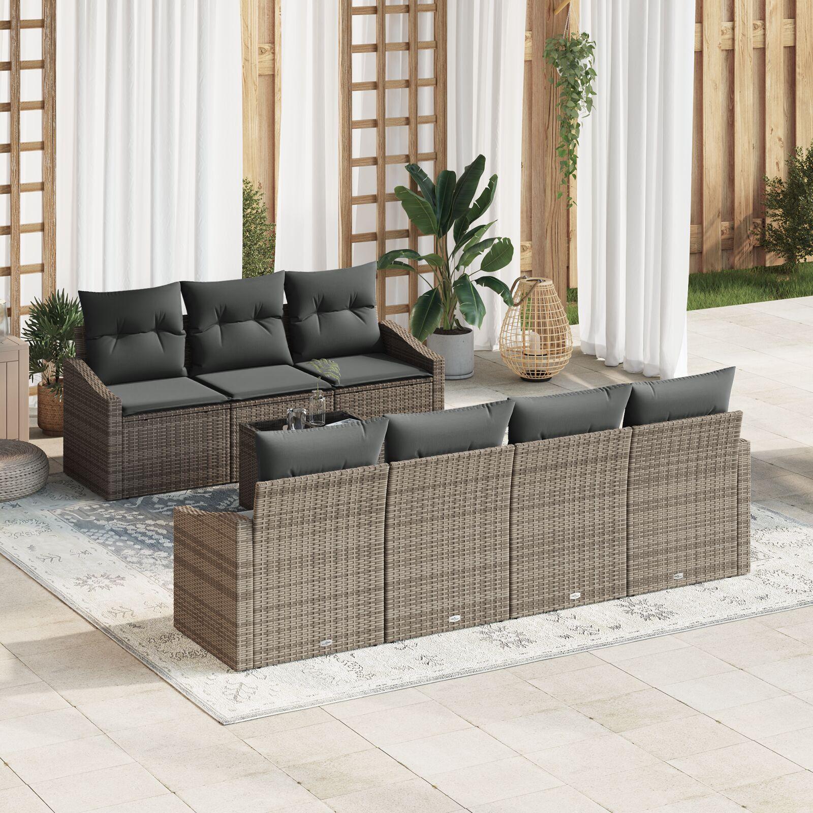 Havesofa Sæt med pude med opbevaring 8 stk Grå 55 x 55 x 37 cm