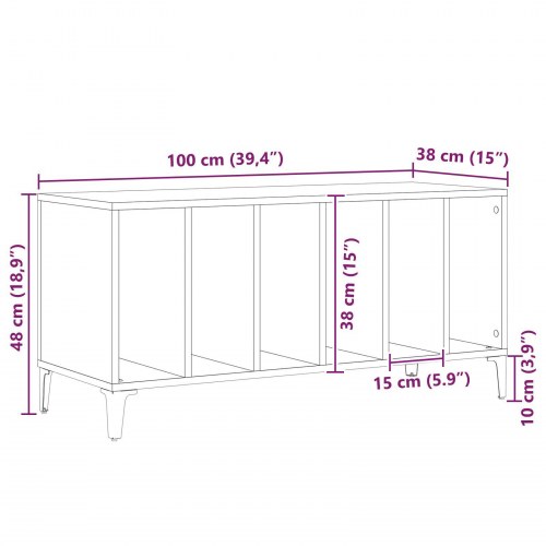Sort egetræ pladeskab - 100 x 38 x 48 cm lavet af konstrueret træ