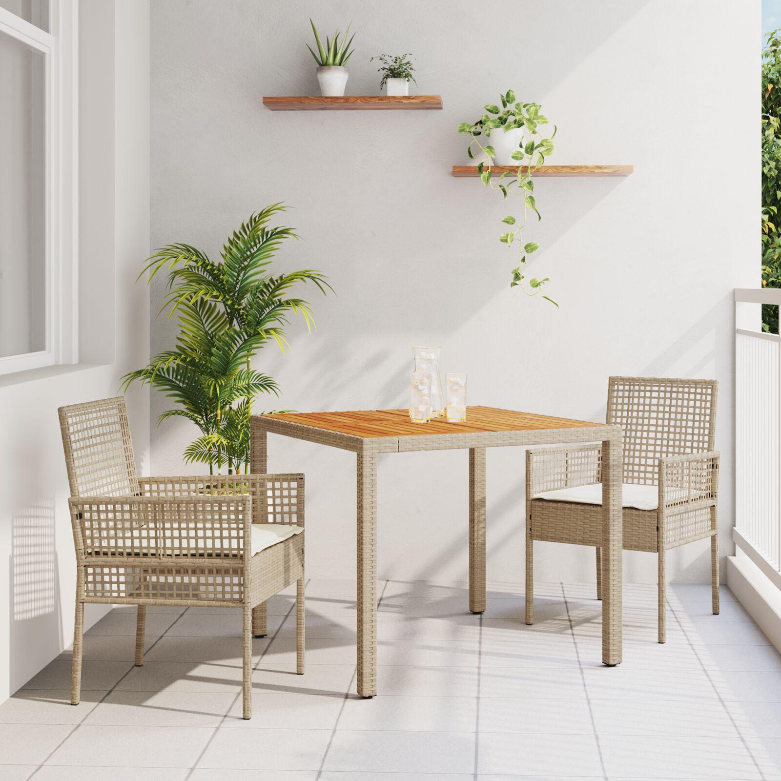 Have Spisebordssæt 3 stk Beige Poly rattan