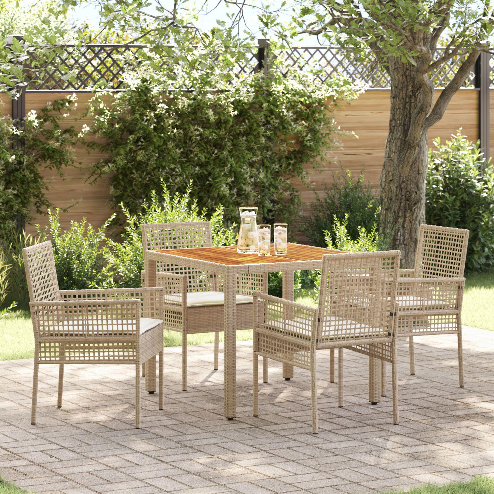 Have Spisebordssæt 5 stk Beige Poly rattan