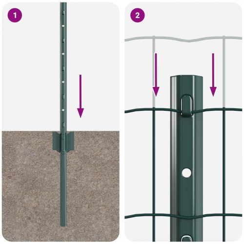 Euro Hegn med 5 U-stolper Grøn 0.6x10 m Stål