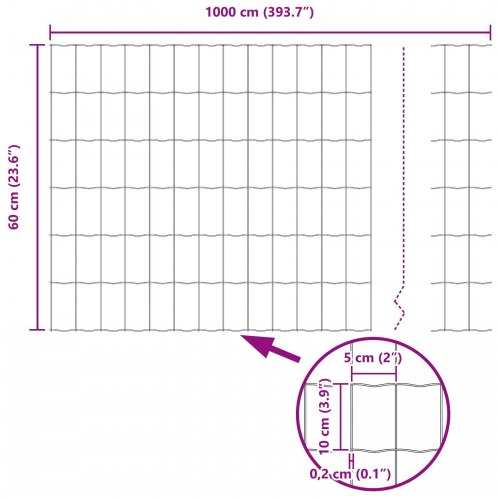 Euro Hegn med 5 U-stolper Grøn 0.6x10 m Stål