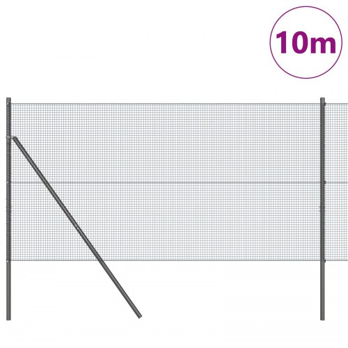 Svejset Trådhegn med 7 Poster Grå 1.4x10 m Stål