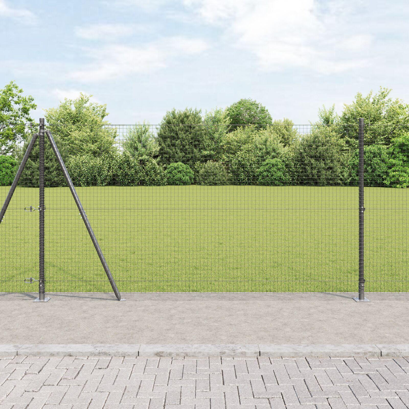 Svejset trådhegn med betonsokkel 10 × 1,2 m - PVC-belagt stål, grå