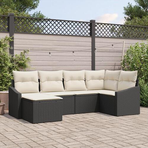 Have Spisesæt Sæt med 6 Beige, Sort Rattan, Polyester Puder