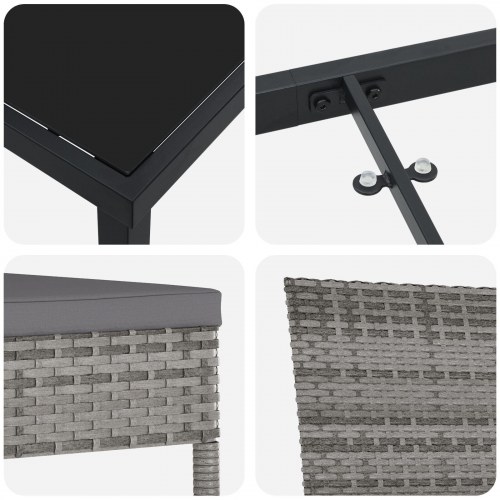 5 Stykke Have Spisestol Sæt Grå Poly Rattan