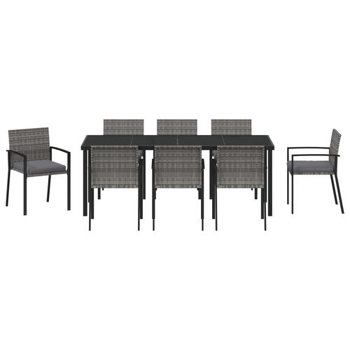 9 Delers Havemøbler Sæt Grå Polyrattan