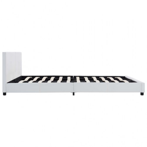 Sengestel 180×200 cm i hvidt kunstlæder med hovedgærde