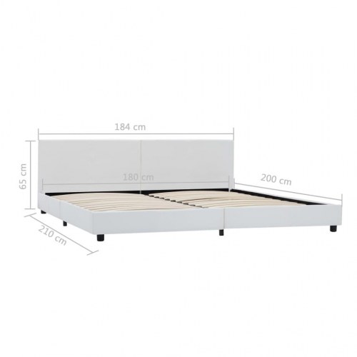 Sengestel 180×200 cm i hvidt kunstlæder med hovedgærde