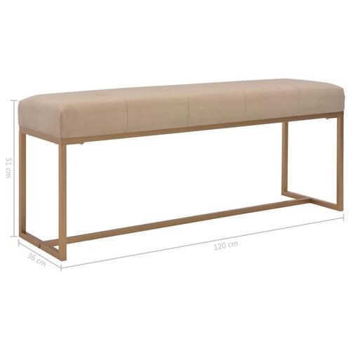 Bænk i fløjl 120 cm beige