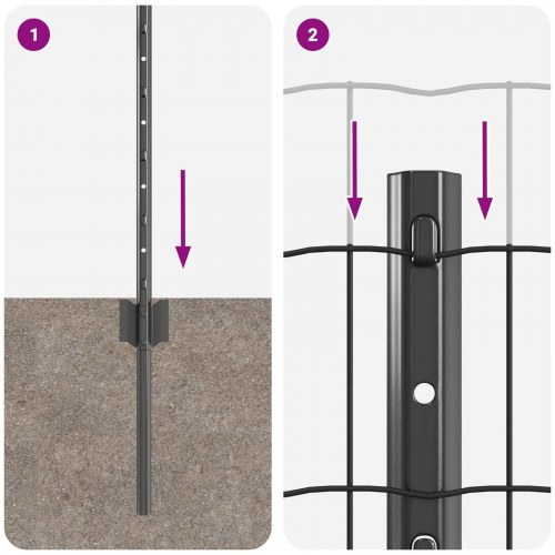 Euro Hegn Sæt Sæt af 2 Grå Galvaniseret stål Stor Slidstærk