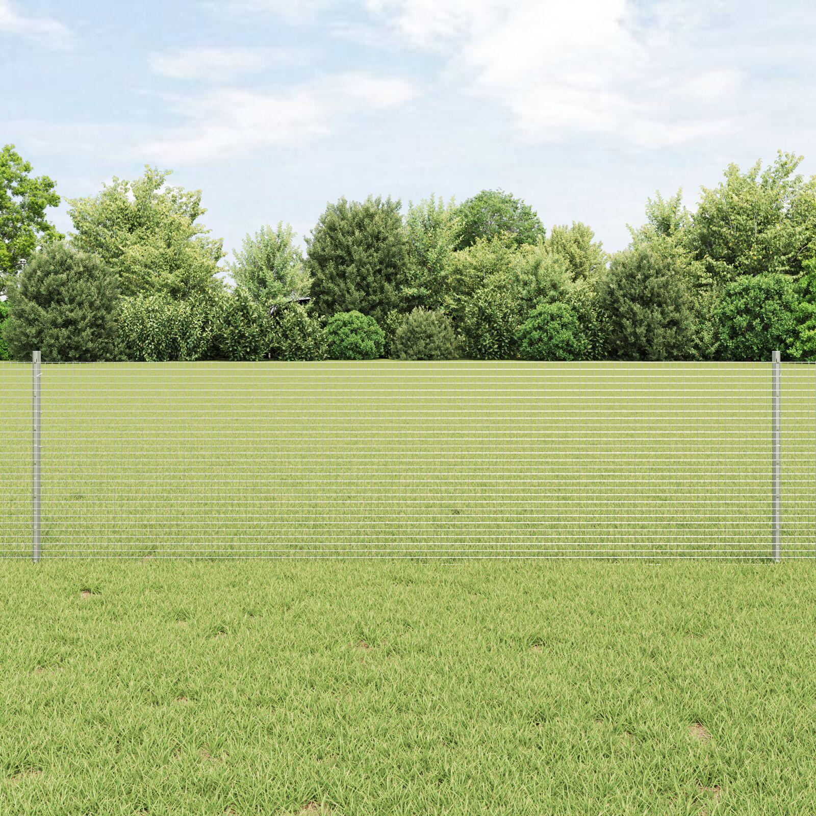 Svejsestålhegn med stolper 10 x 0,6 m - varmgalvaniseret stål, sølv