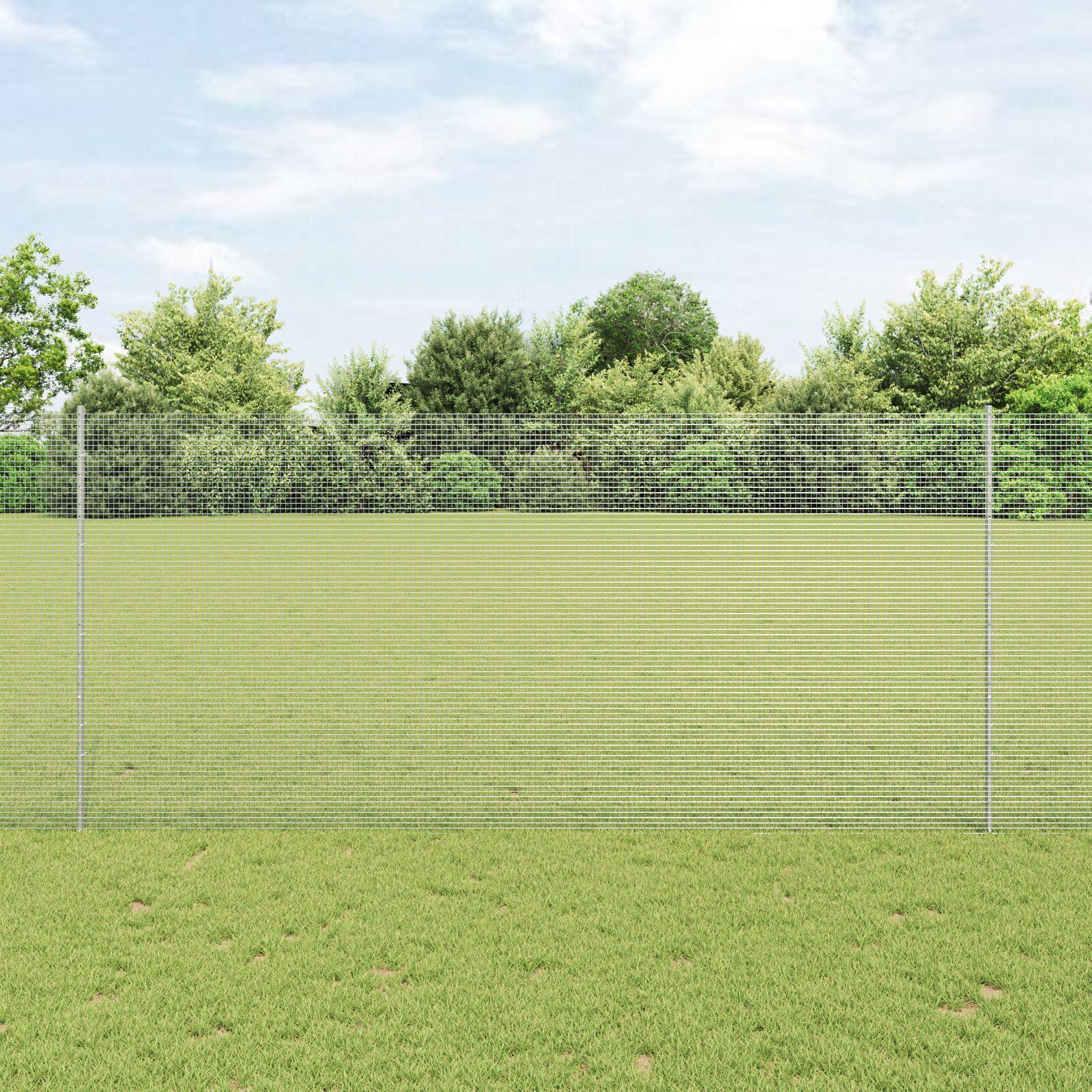 Svejsestålhegn med stolper 10 × 1,4 m - varmgalvaniseret stål, sølv