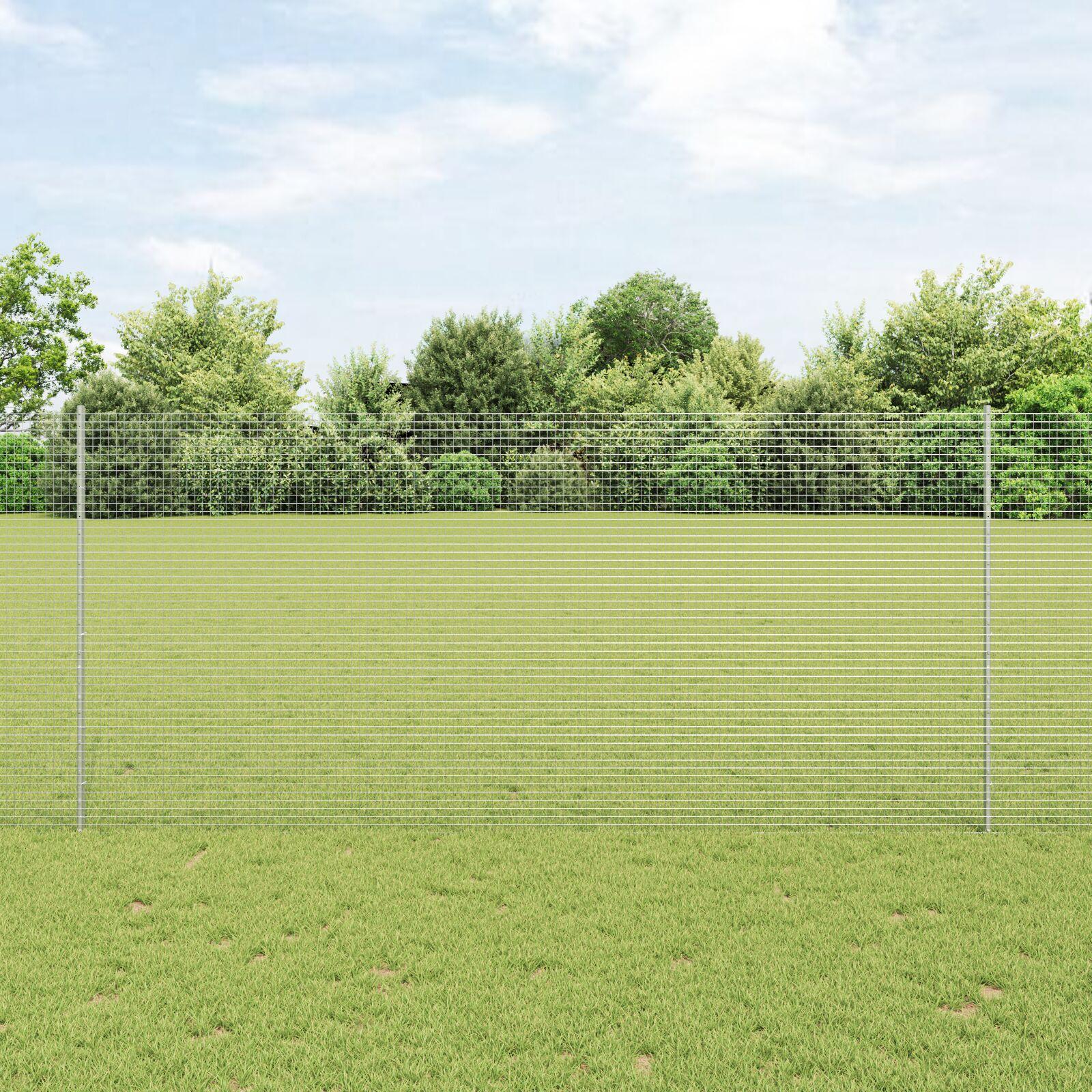 Svejsestålhegn med stolper 10 × 1,4 m - varmgalvaniseret stål, sølv