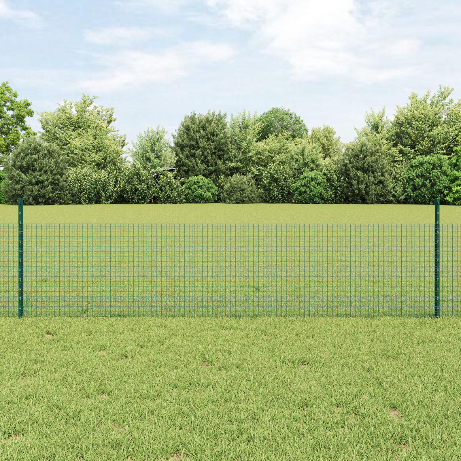 Svejsestålhegn med stolper - grøn mesh 10 × 0,5 m